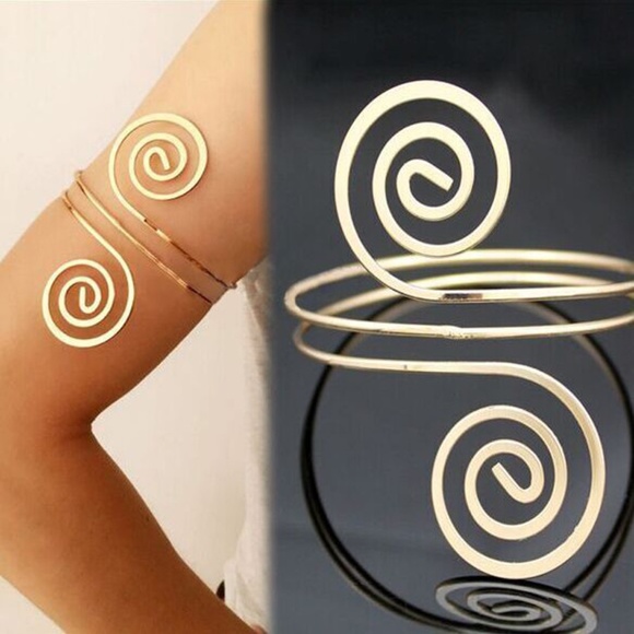 Gypsy Swirl Boho Style Gold Plated Upper Arm Cuff - Picture 12 of 15